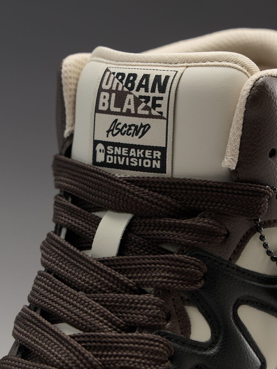 Unisex High-Top Streetwear Sneakers – Brown, Black & Cream Casual Lace-Up Shoes