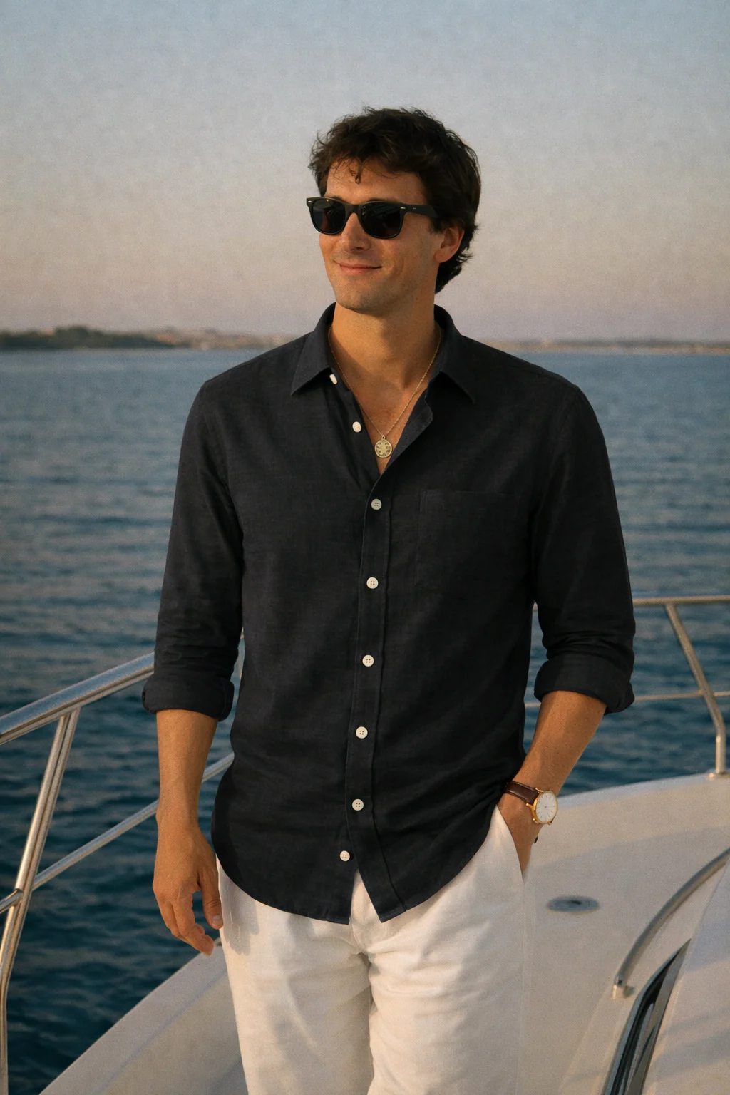 Enchi Premium 100% Linen Breathable Button-Down Shirt – Lightweight Summer Casual Shirt for Men (XS–6XL) – Classic Black