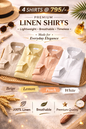 Enchi Premium 100% Linen Shirt Combo – 4 Shirts @ 795 | Beige, Lemon, Peach & White Breathable Summer Shirts for Men (XS–6XL)