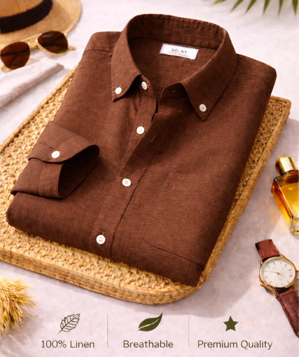 Enchi Premium 100% Linen Shirt Combo – 4 Shirts @ 795 | Black, Charcoal, Purple & Mint Breathable Summer Shirts for Men (XS–6XL)