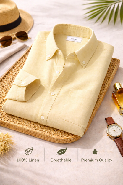 Enchi Premium 100% Linen Shirt Combo – 4 Shirts @ 795 | Beige, Lemon, Peach & White Breathable Summer Shirts for Men (XS–6XL)