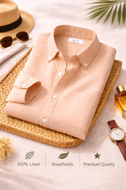 Enchi Premium 100% Linen Shirt Combo – 4 Shirts @ 795 | Beige, Lemon, Peach & White Breathable Summer Shirts for Men (XS–6XL)