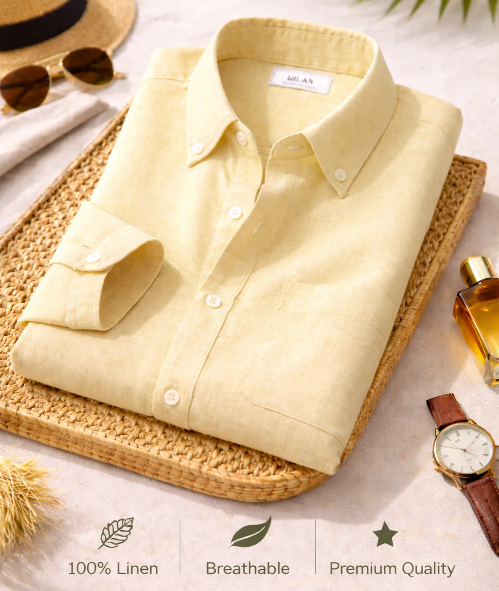 Enchi Premium 100% Linen Shirt Combo – 4 Shirts @ 795 | Black, Charcoal, Purple & Mint Breathable Summer Shirts for Men (XS–6XL)