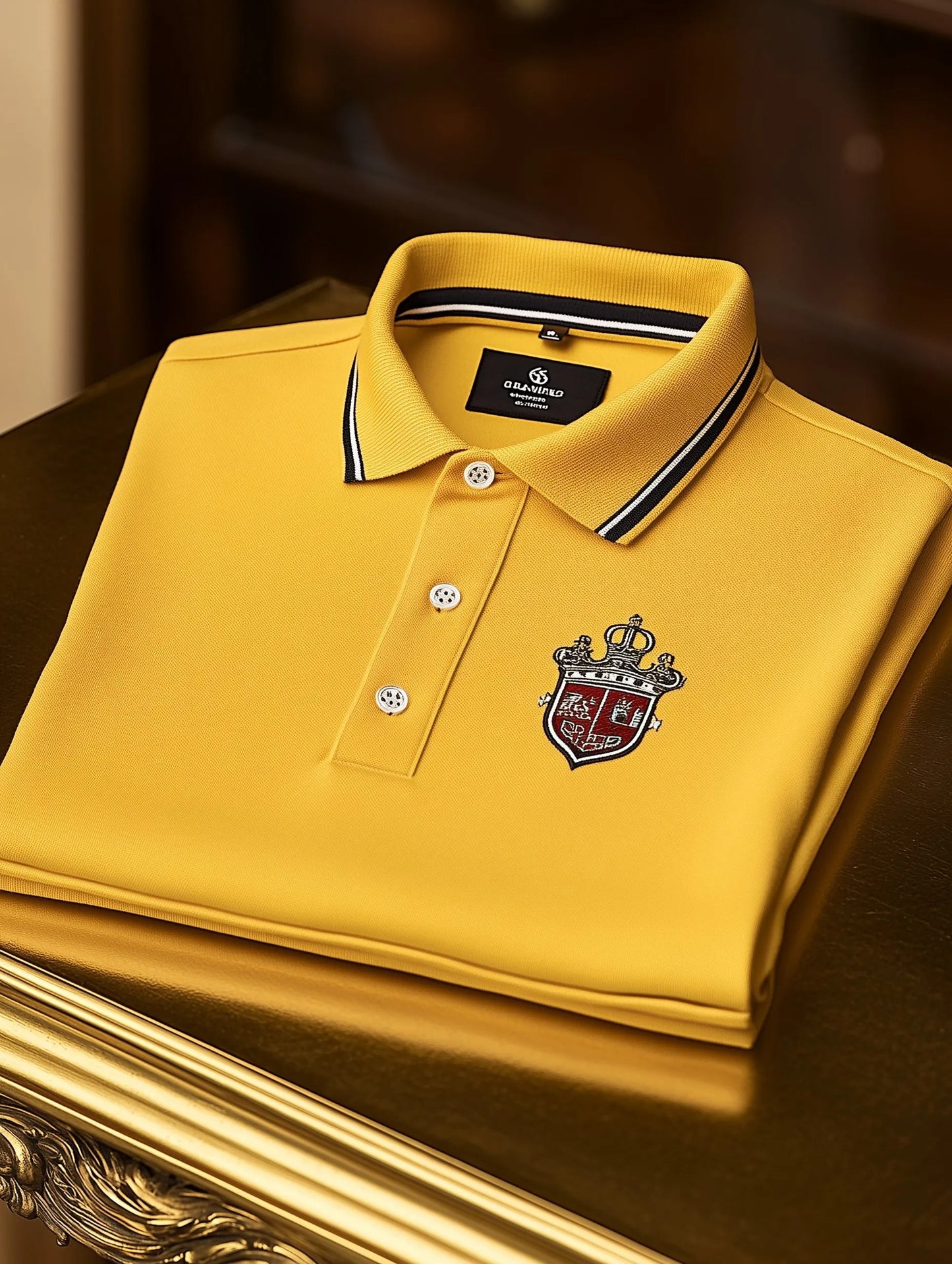 Luxury Mustard Yellow Men’s Polo Shirt – Premium Cotton Classic Fit with Embroidered Crest